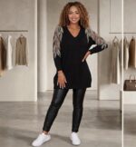 Marlene Knit – Πολυτελές Πουλόβερ Βισκόζης με Διαφάνεια & Κέντημα